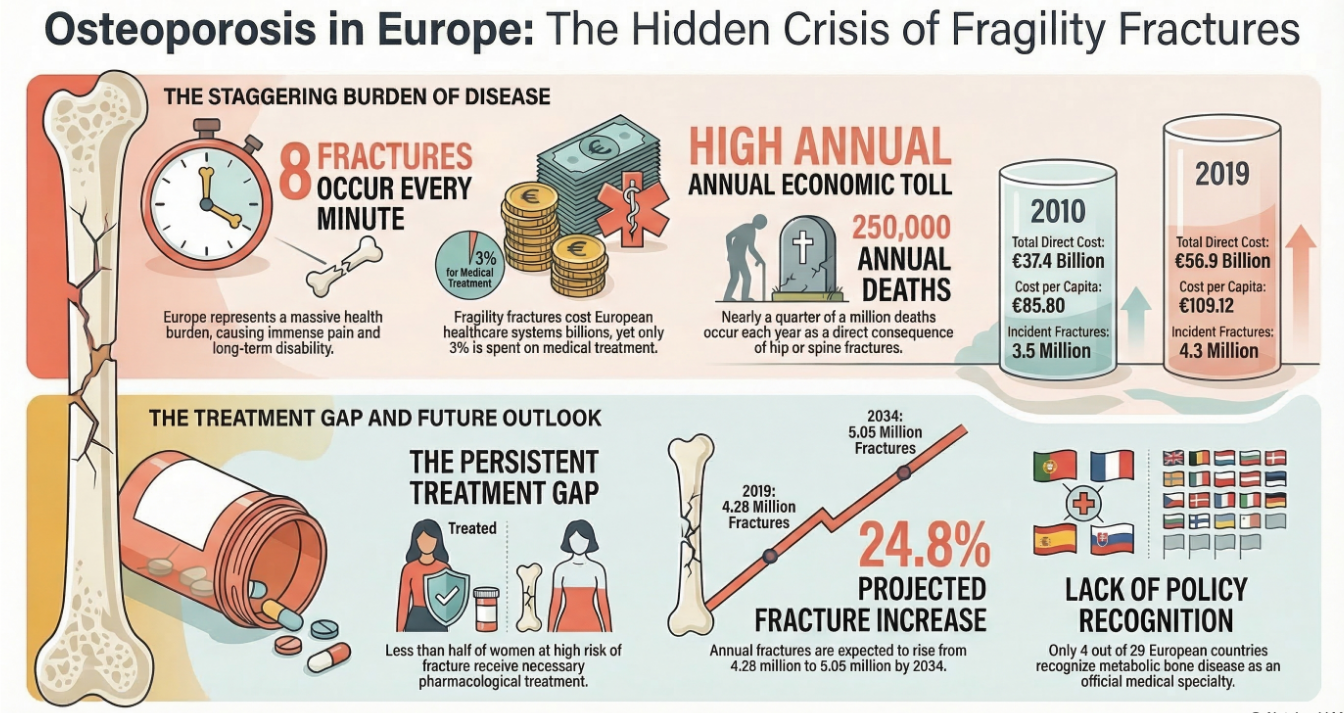 Osteoporosis in Europe: The Hidden Crisis of Fragility Fractures infographic